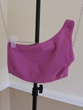 REVOLVE x Set Active One-Shoulder Ribbed Sports Bra Top in Fuchsia